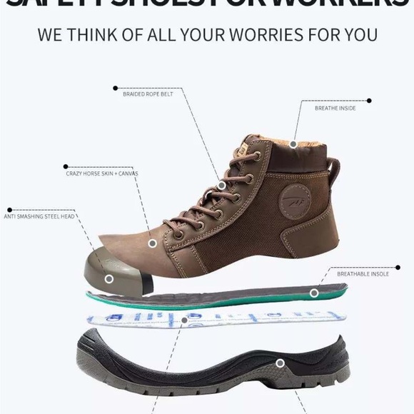 Men’s safety boots with steel toe anti smashed oil resistant Men’s work boots - Picture 7 of 14